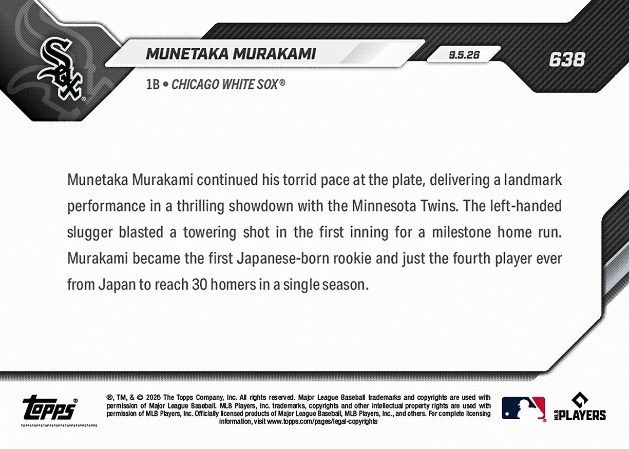 Munetaka Murakami - 2026 MLB Topps NOW - Card 638 - Image 3