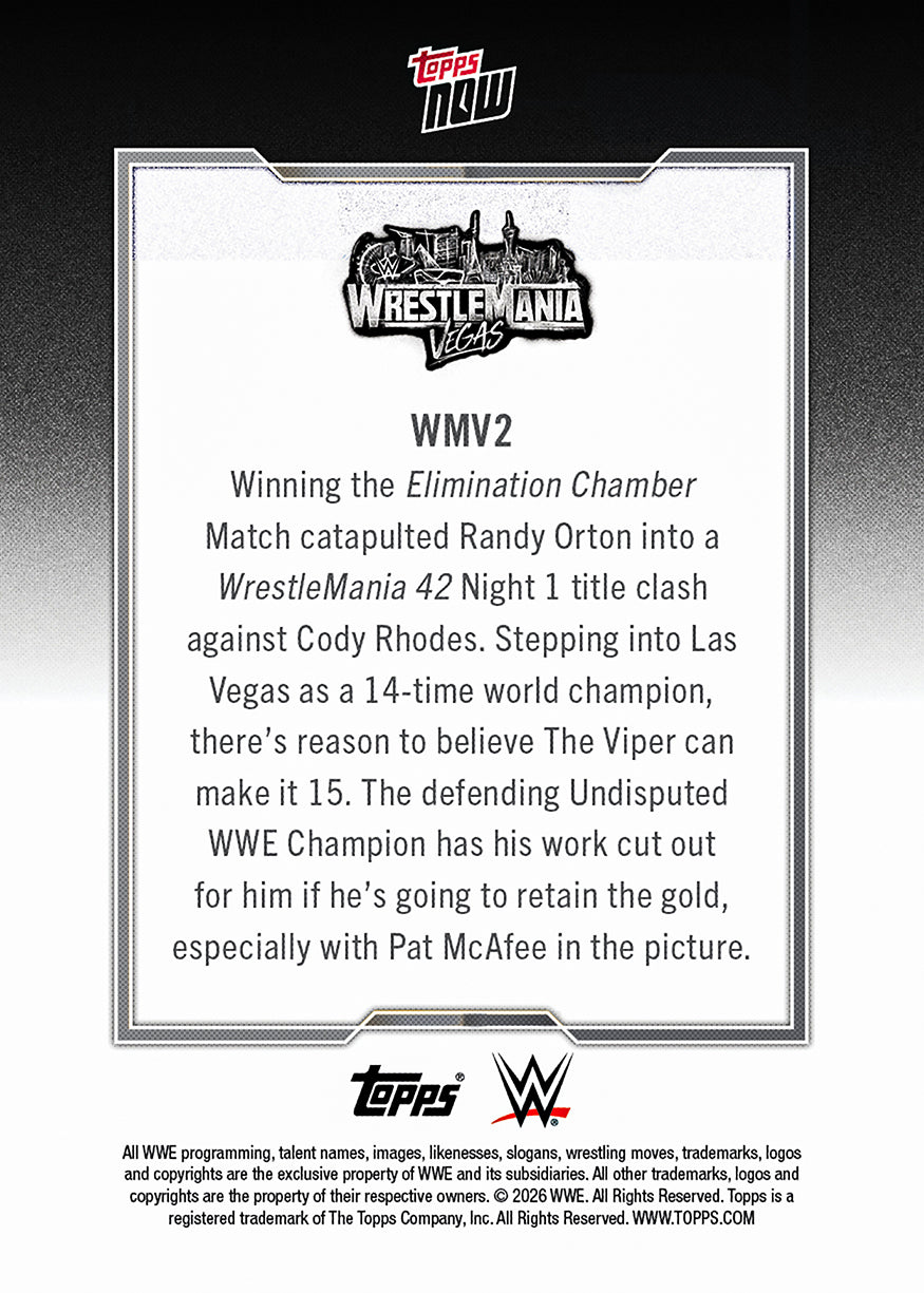 Cody Rhodes / Randy Orton - 2026 WWE Topps NOW - Card WMV2 - PR: 1674 - Image 3