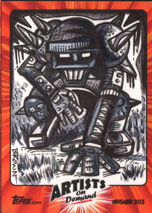 Bobby Brown Topps Robots of the Gridiron Custom 1/1 Artist B/W Sketch Card