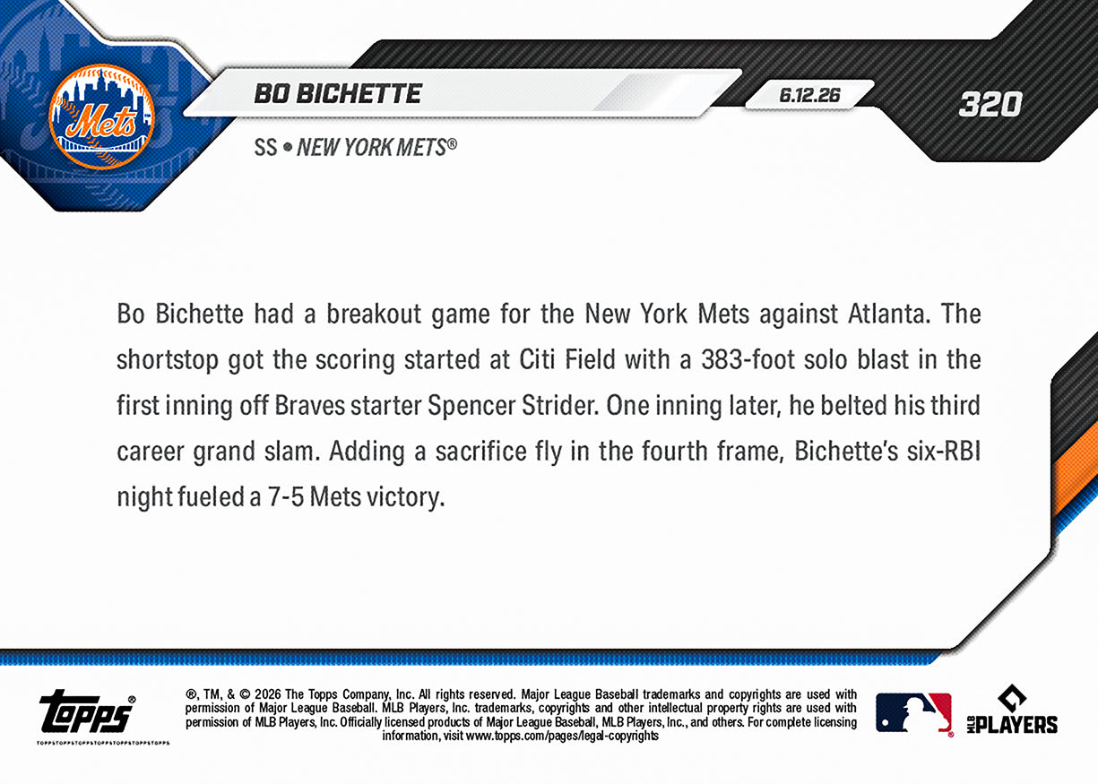 Bo Bichette - 2026 MLB Topps NOW - Card 320 - PR: 515 - Image 2