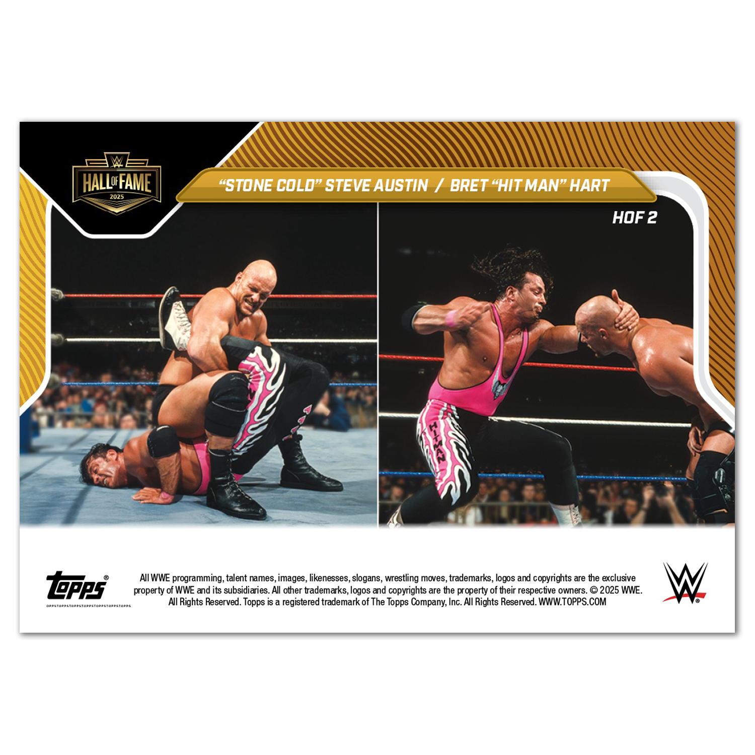 Alternative view of "Stone Cold" Steve Austin/Bret "The Hitman" Hart - 2025 WWE Topps NOW - Card HOF2 - PR: 1909