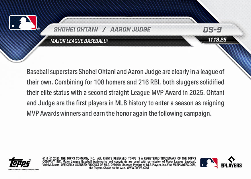 Shohei Ohtani / Aaron Judge - 2025 MLB Topps NOW - Card OS-9 - PR: 66,286 - Image 3