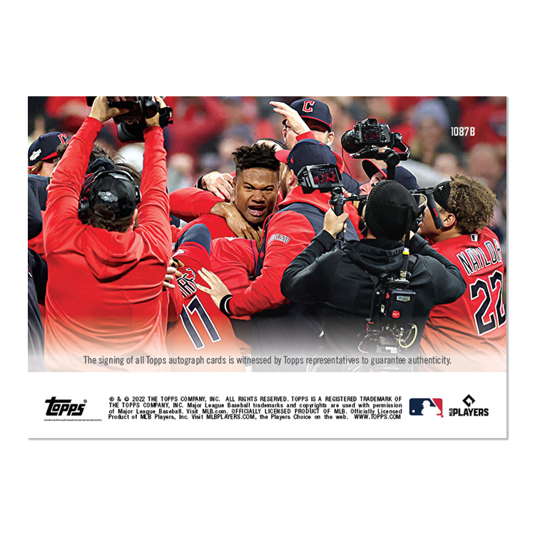 On-Card Auto # to 49 - Oscar Gonzalez - 2022 MLB TOPPS NOW Card 1087B - Image 2