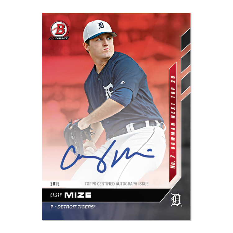 On-Card Auto # to 10 - Casey Mize - Bowman NEXT TOPPS NOW Card T7D