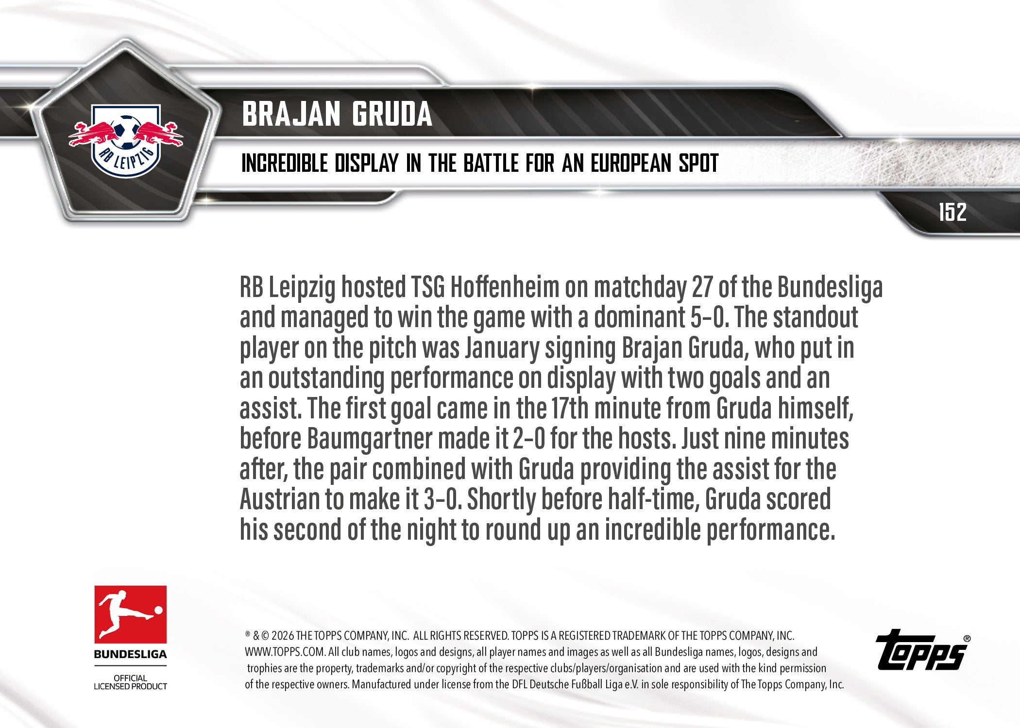 Brajan Gruda - 2025-26 Bundesliga Topps NOW - Card 152 - PR: 110 - Image 7