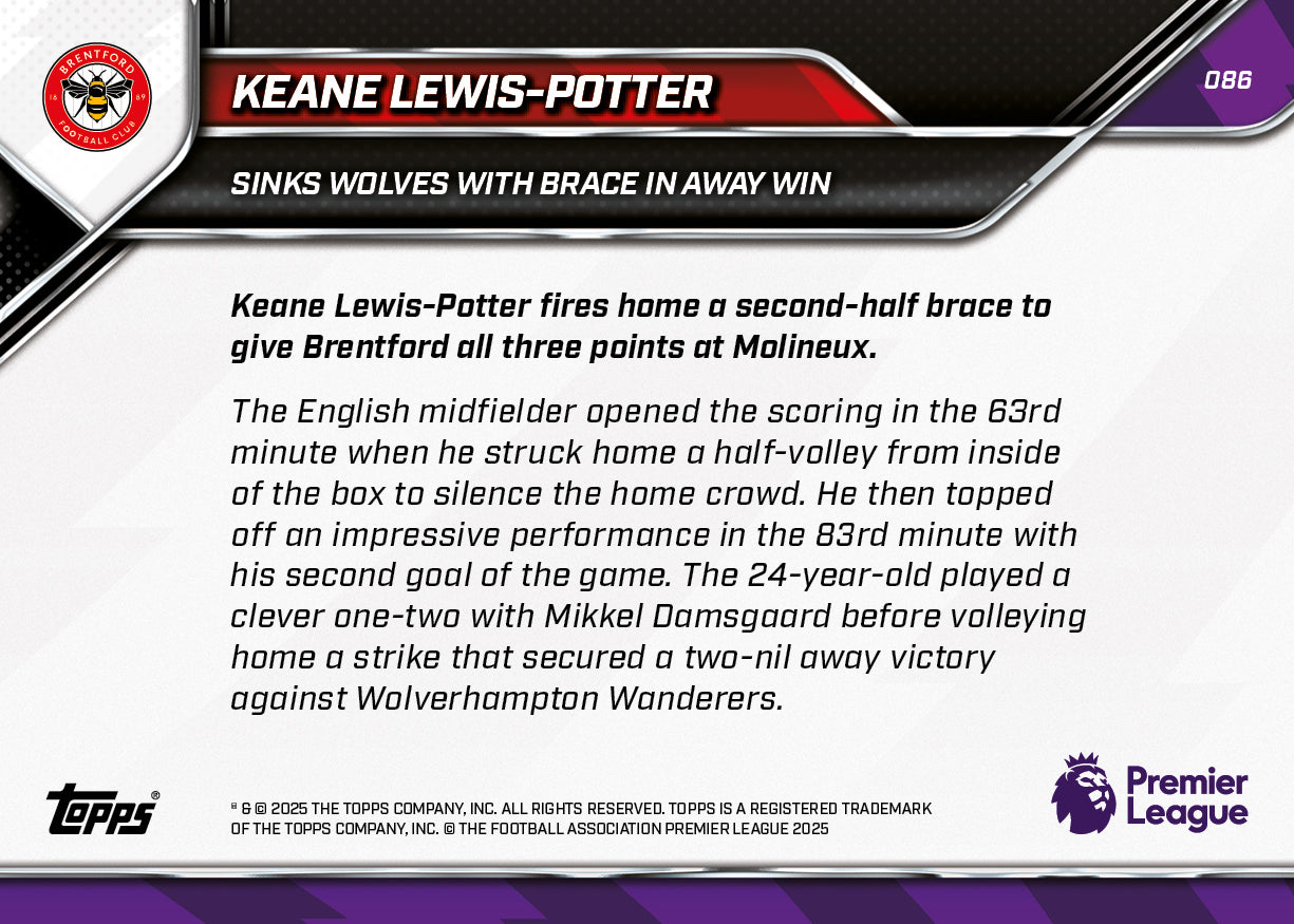 Keane Lewis-Potter - 2025-26 Premier League Topps NOW - Card 86 - PR: 149 - Image 7