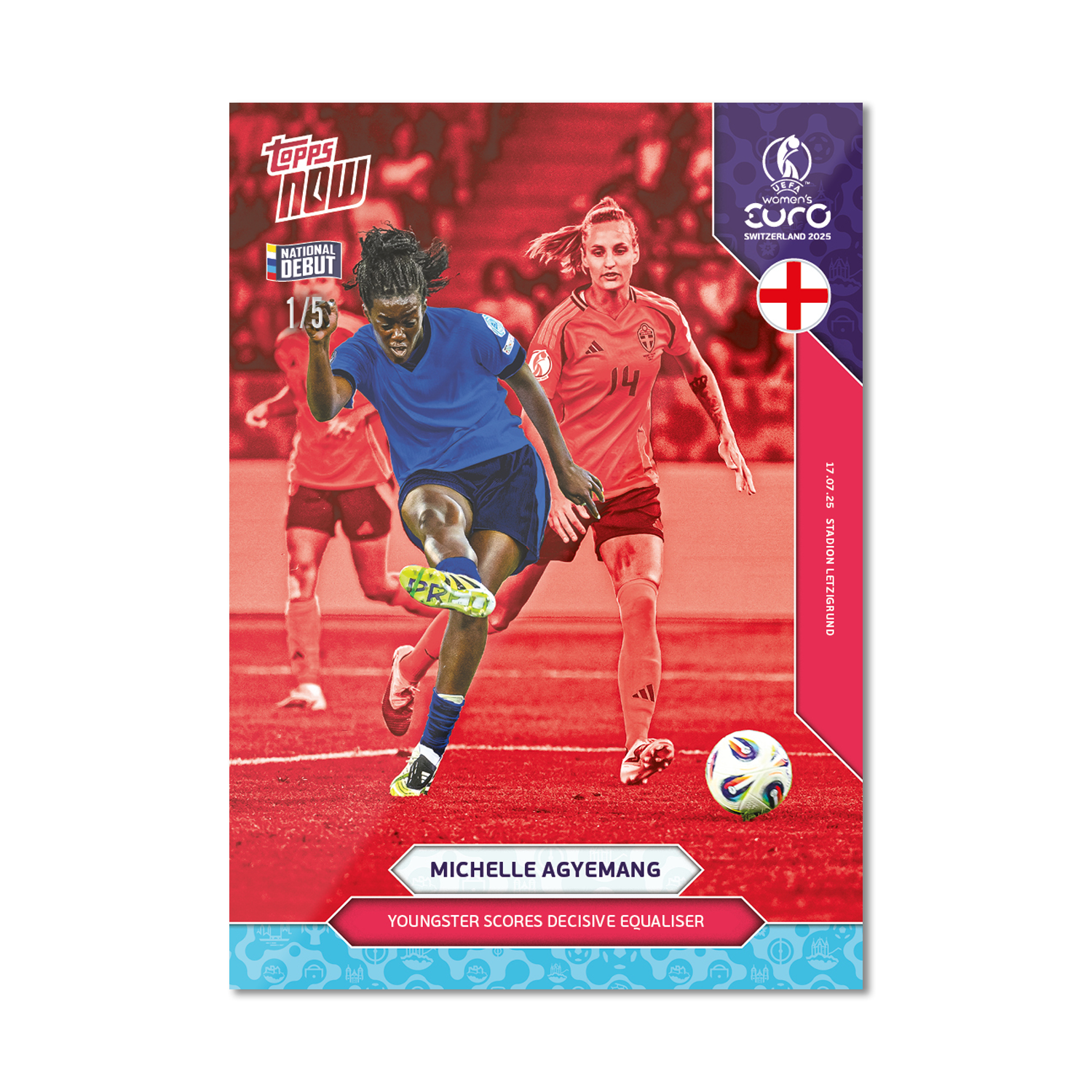 Michelle Agyemang - UEFA Women’s EURO 2025™ Topps NOW - Card 22 - PR: 254 - Image 3