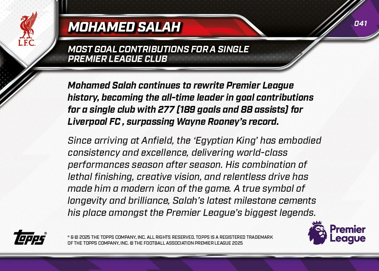 Mohamed Salah - 2025-26 Premier League Topps NOW - Card 41 - PR: 1025 - Image 7