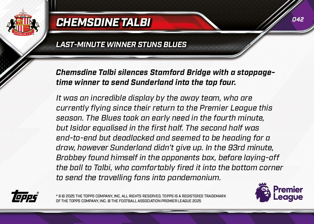 Chemsdine Talbi - 2025-26 Premier League Topps NOW - Card 42 - PR: 619 - Image 7