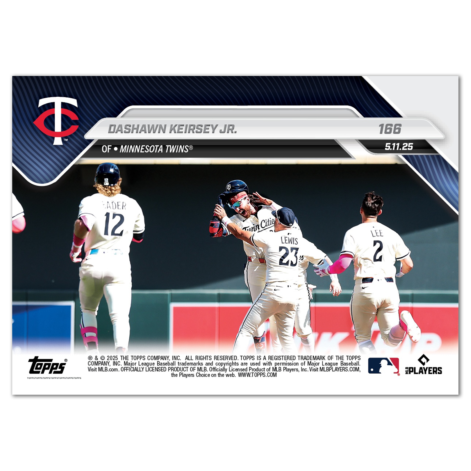 DaShawn Keirsey Jr. - 2025 MLB Topps NOW - Card 166 - PR: 580 - Image 2