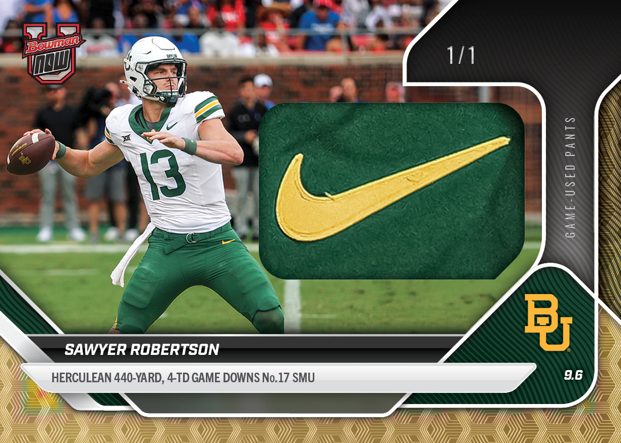 Alternative view of Sawyer Robertson - 2025-26 Bowman U NOW Football - Card 6 - LOOK FOR RELICS - PR: 1163
