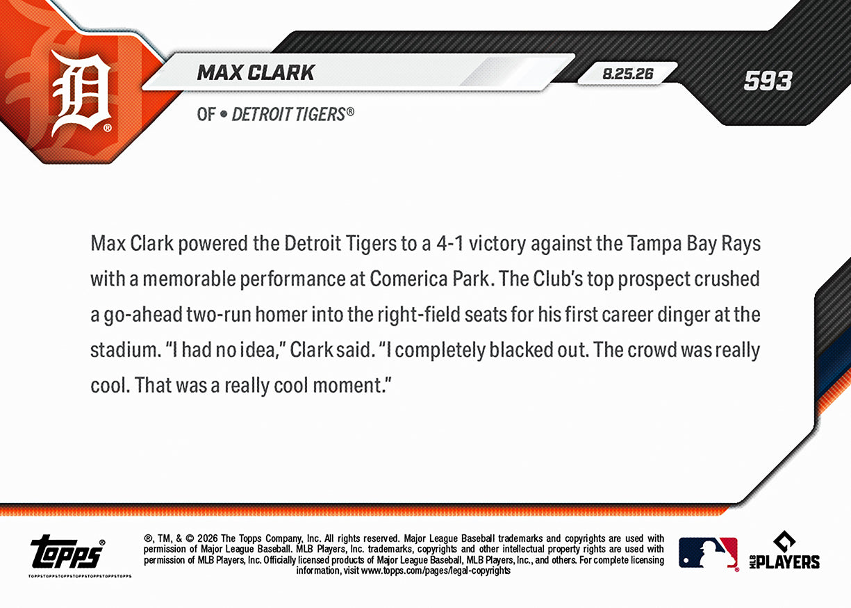 Max Clark - 2026 MLB Topps NOW - Card 593 - PR: 2411 - Image 2