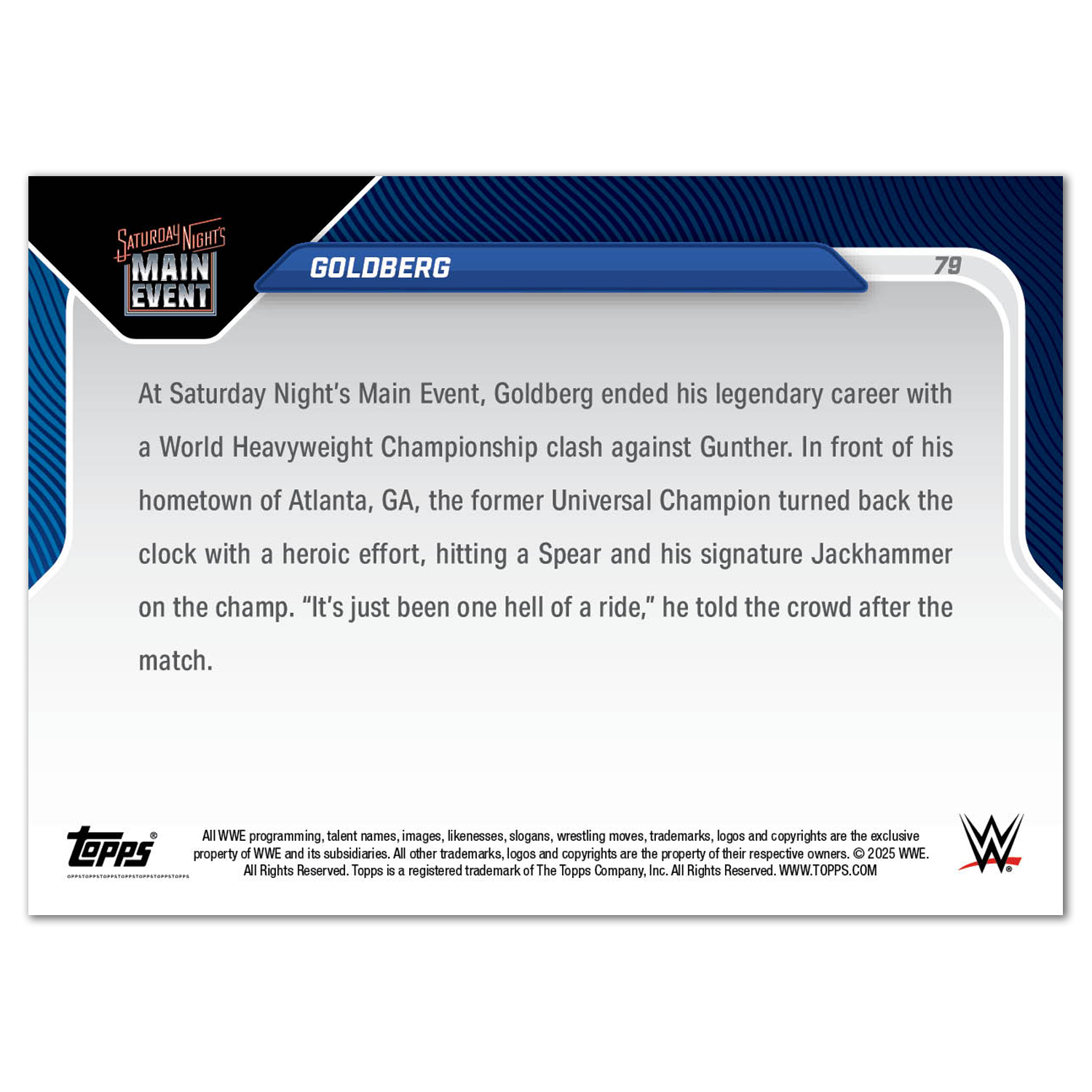 Goldberg - 2025 WWE Topps NOW - Card 79 - PR: 1420 - Image 3