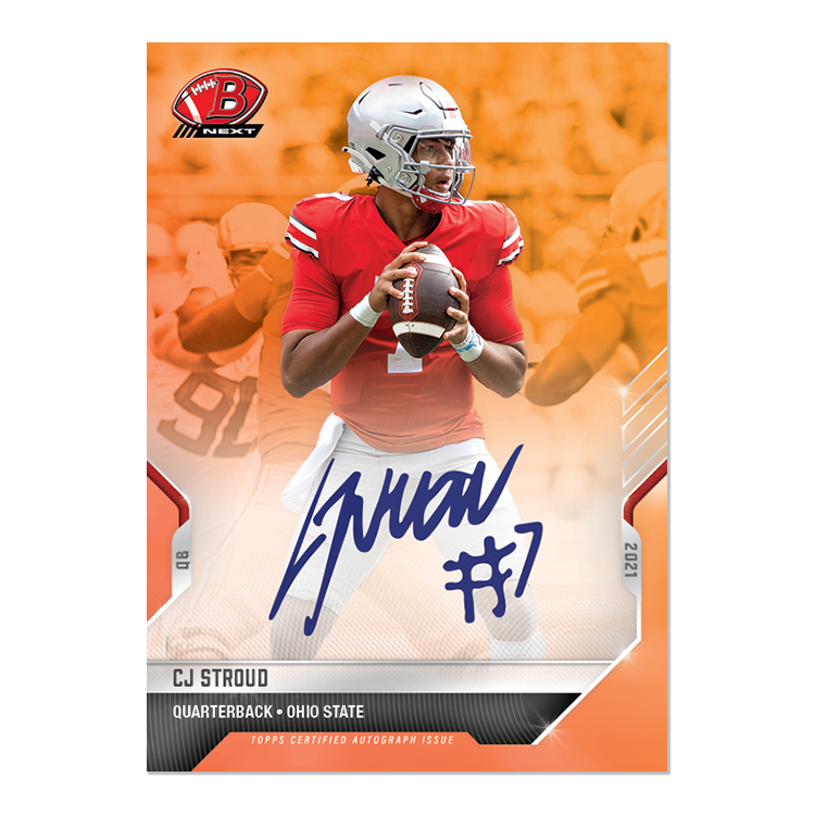 On-Card Auto # to 5 - CJ Stroud - 2021 Bowman NEXT TOPPS NOW Football Card 10E
