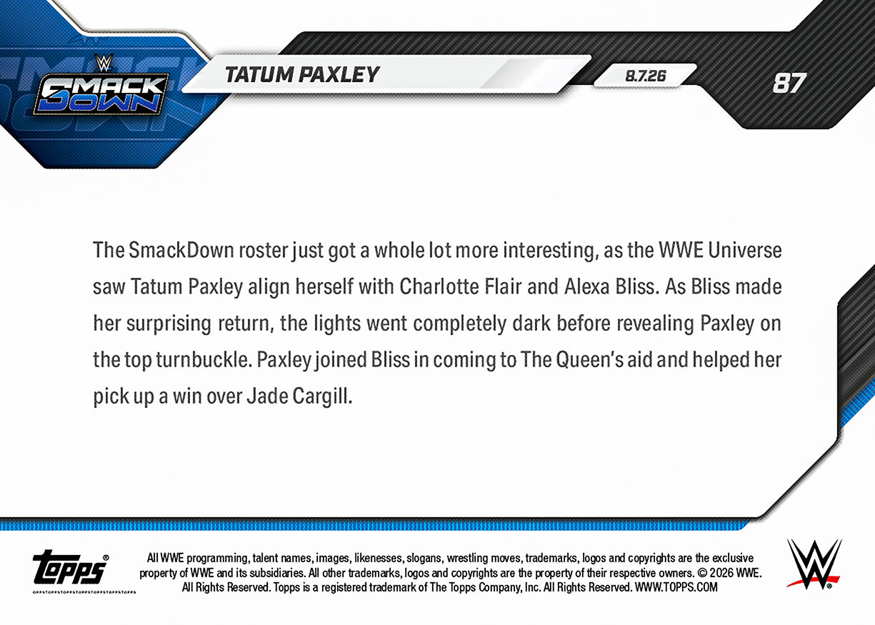 Tatum Paxley - 2026 WWE Topps NOW - Card 87 - PR: 1786 - Image 2