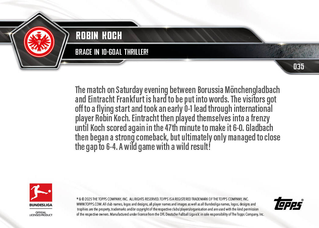 Robin Koch - 2025-26 Bundesliga Topps NOW - Card 35 - PR: 157 - Image 7