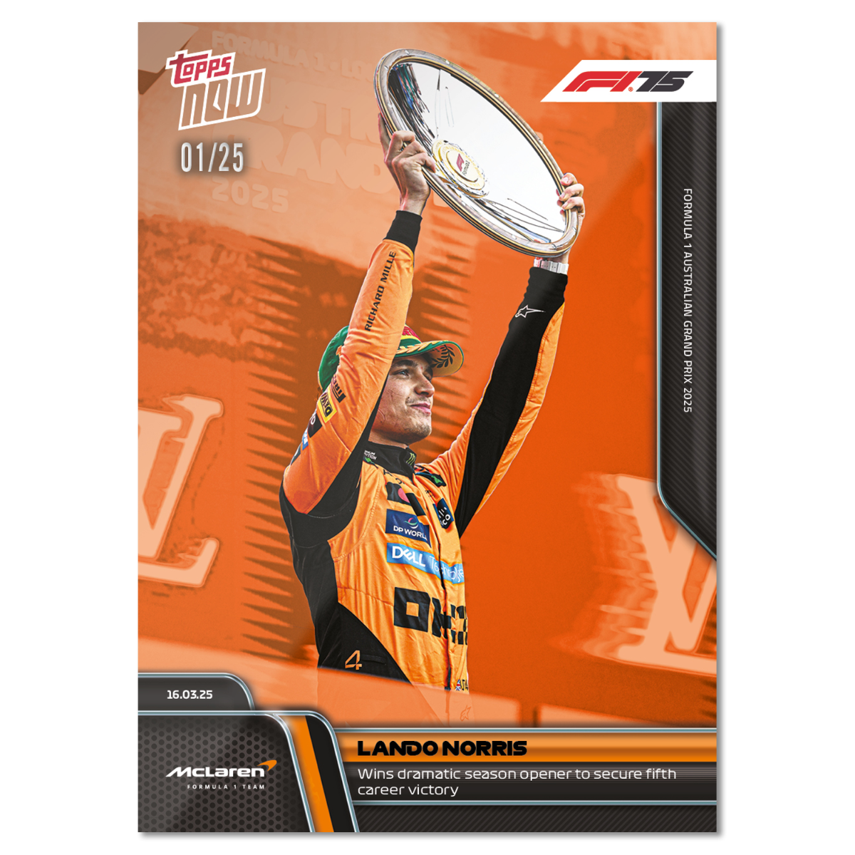 Lando Norris - 2025 Formula 1 Topps NOW Card 13 - LOOK FOR AUTOS - PR: 4192 - Image 7