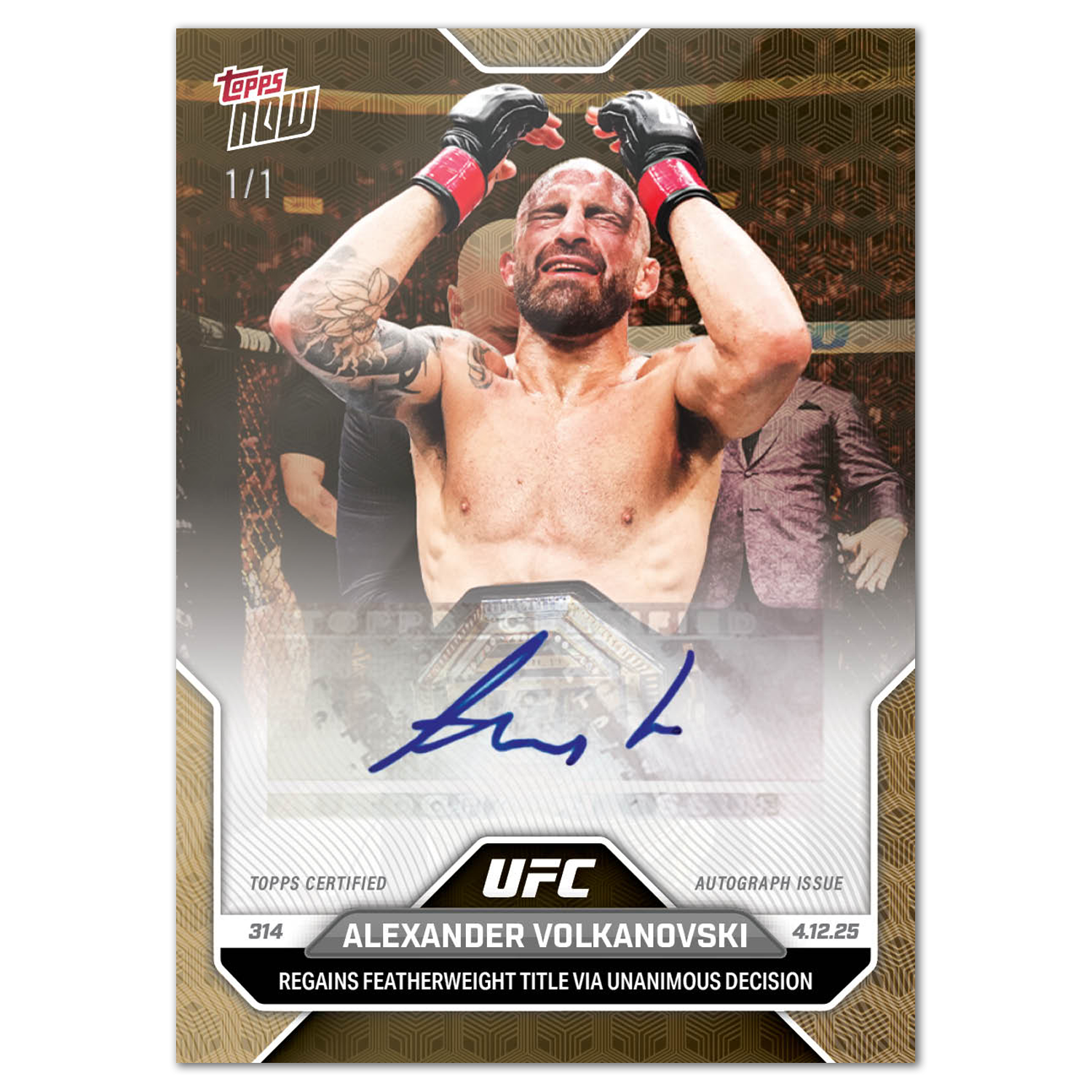 Alexander Volkanovski - 2025 UFC Topps NOW - Card 12 - LOOK FOR AUTOS - PR: 1880 - Image 2