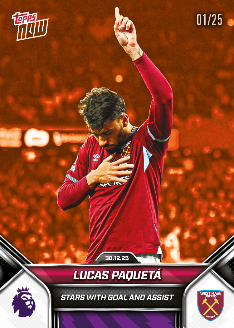 Lucas Paquetá - 2025-26 Premier League Topps NOW - Card 95 - PR: 215 - Image 5