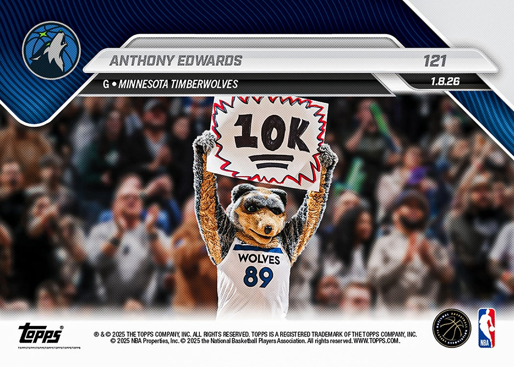 Anthony Edwards - 2025-26 NBA Topps NOW - Card 121 - PR: 2164 - Image 2