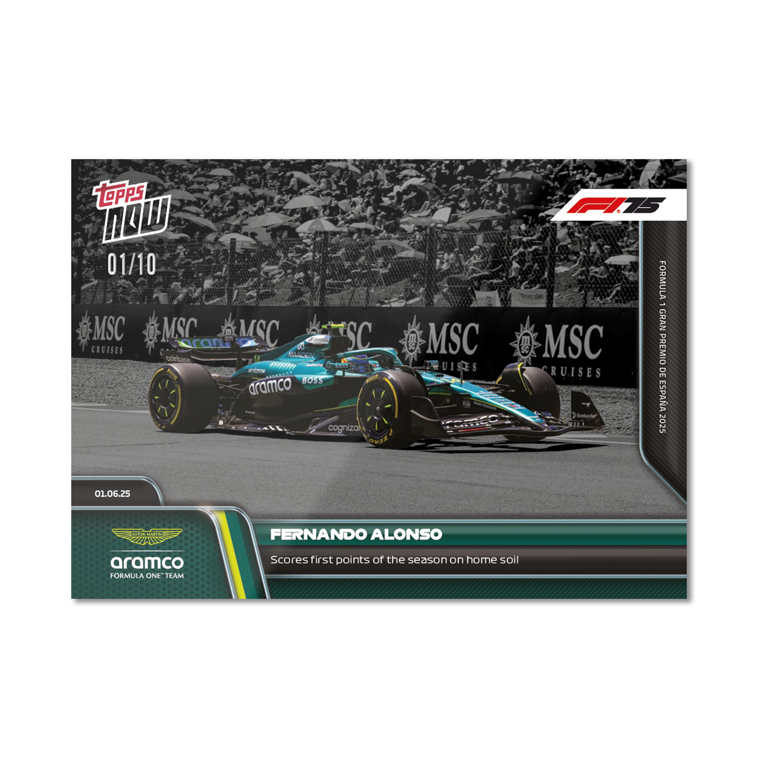 Fernando Alonso - 2025 Formula 1 Topps NOW - Card 43 - PR: 707 - Image 4