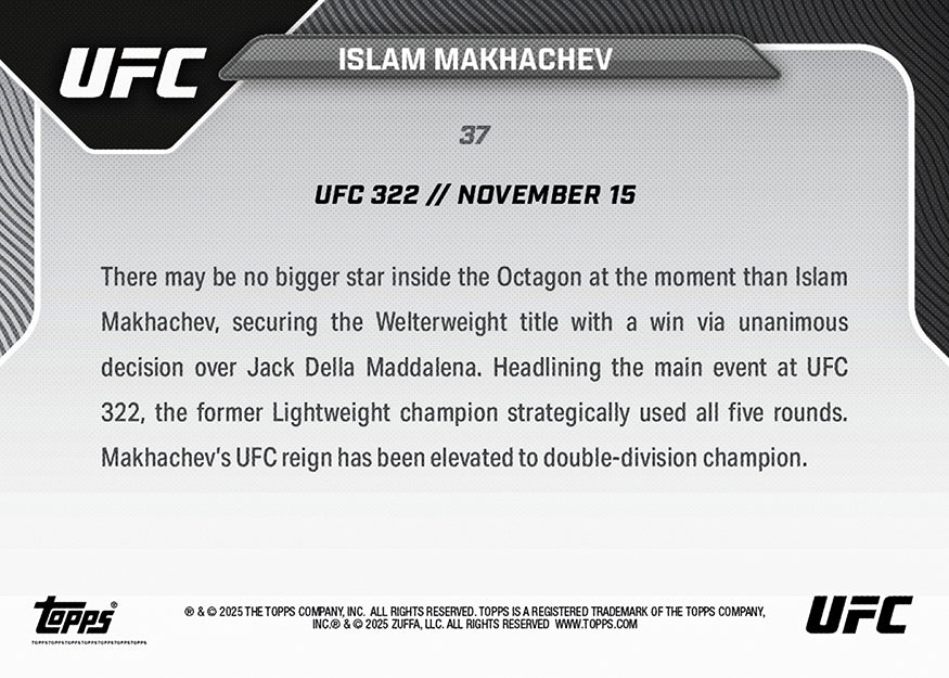 Islam Makhachev - 2025 UFC Topps NOW - Card 37 - PR: 4076 - Image 4
