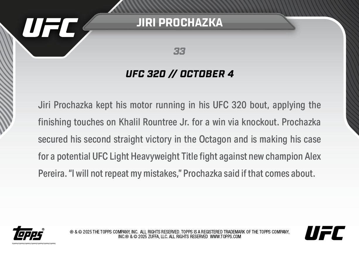 Jiri Prochazka - 2025 UFC Topps NOW - Card 33 - PR: 1379 - Image 4