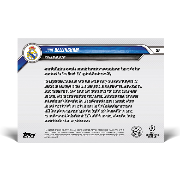 Jude Bellingham - Wins it at the death - 24/25 UCL Topps NOW Card 95 - PR: 1506 - Image 2