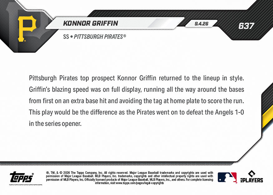 Konnor Griffin - 2026 MLB Topps NOW - Card 637 - Image 2