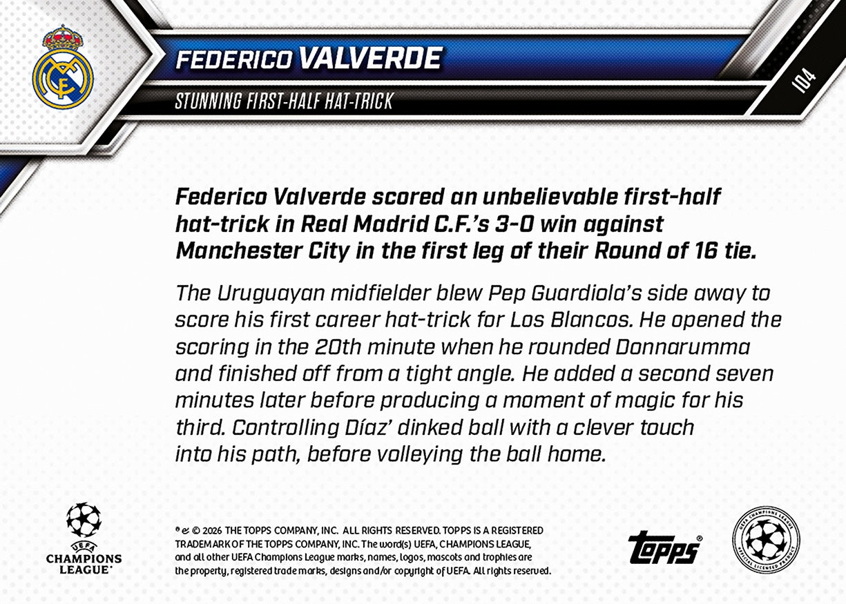 Federico Valverde - 2025-26 UCL Topps NOW - Card 104 - PR: 1583 - Image 7