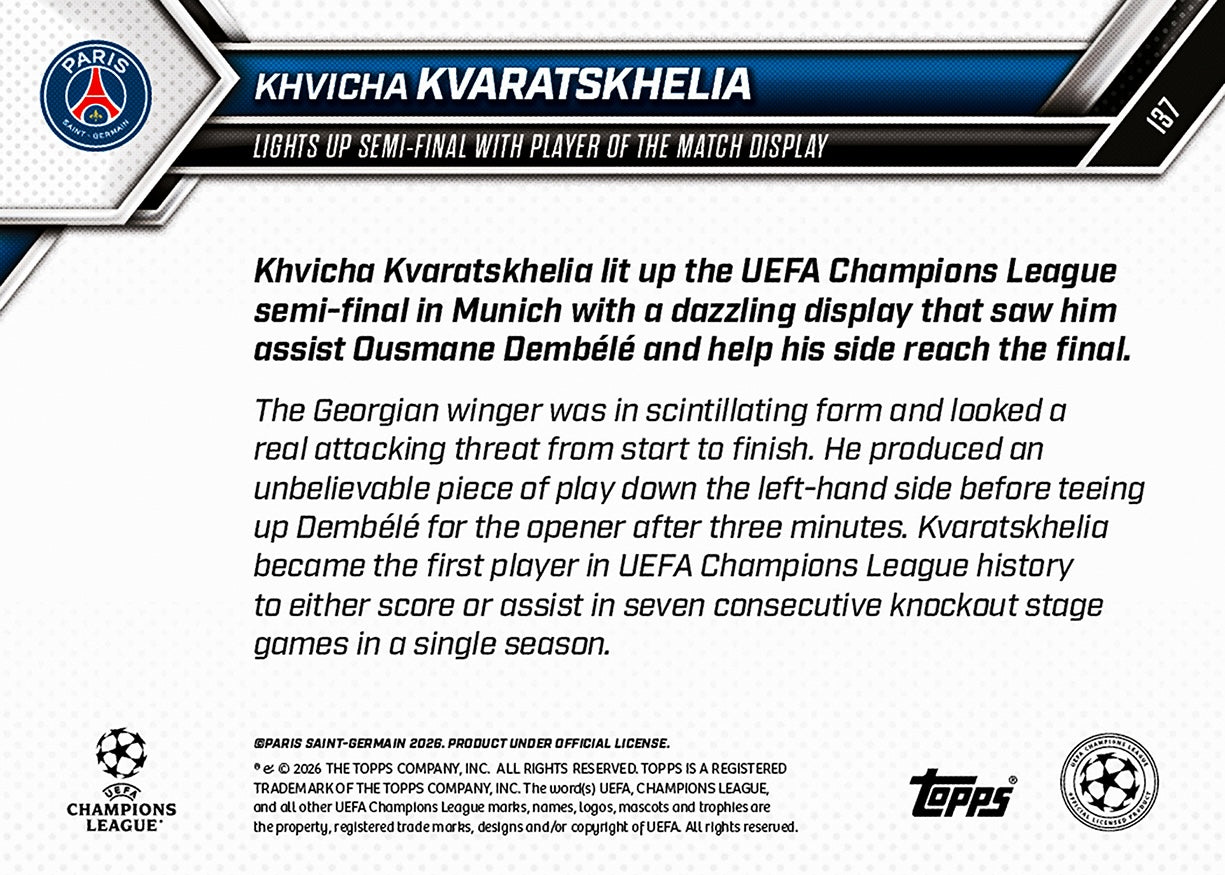 Khvicha Kvaratskhelia - 2025-26 UCL Topps NOW - Card 137 - PR: 705 - Image 7