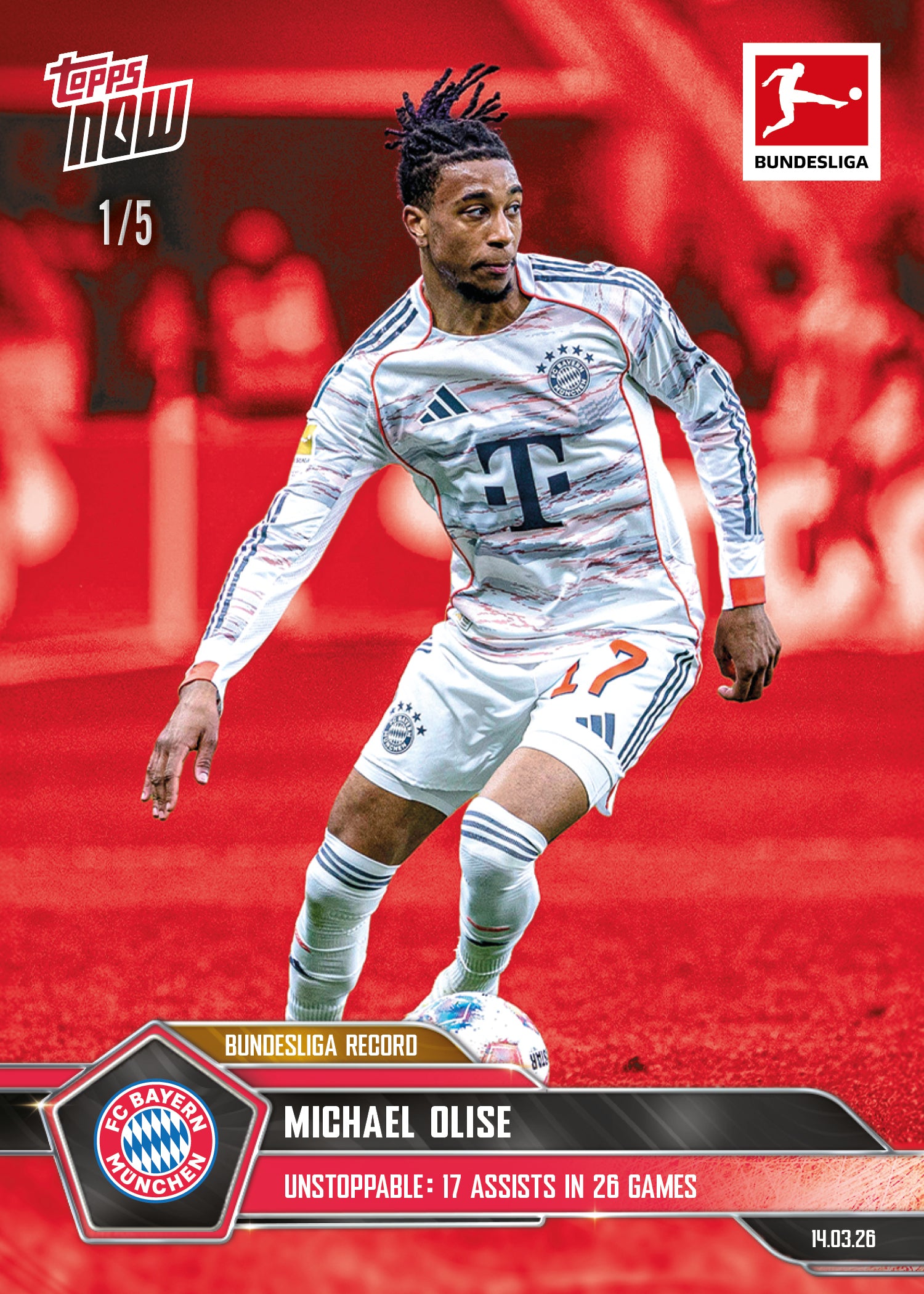 Michael Olise - 2025-26 Bundesliga Topps NOW - Card 147 - PR:740 - Image 3
