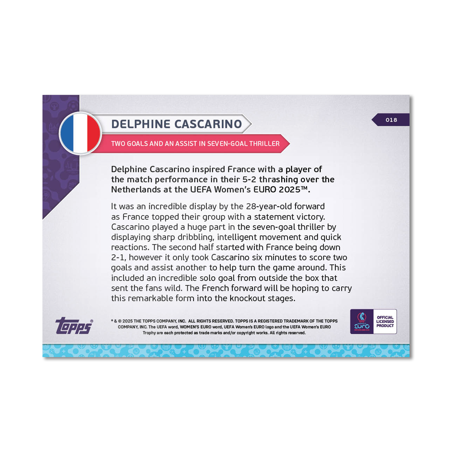 Delphine Cascarino - UEFA Women’s EURO 2025™ Topps NOW - Card 18 - PR: 122 - Image 7