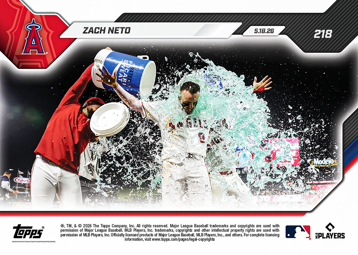 Alternative view of Zach Neto - 2026 MLB Topps NOW - Card 218 - PR: 472