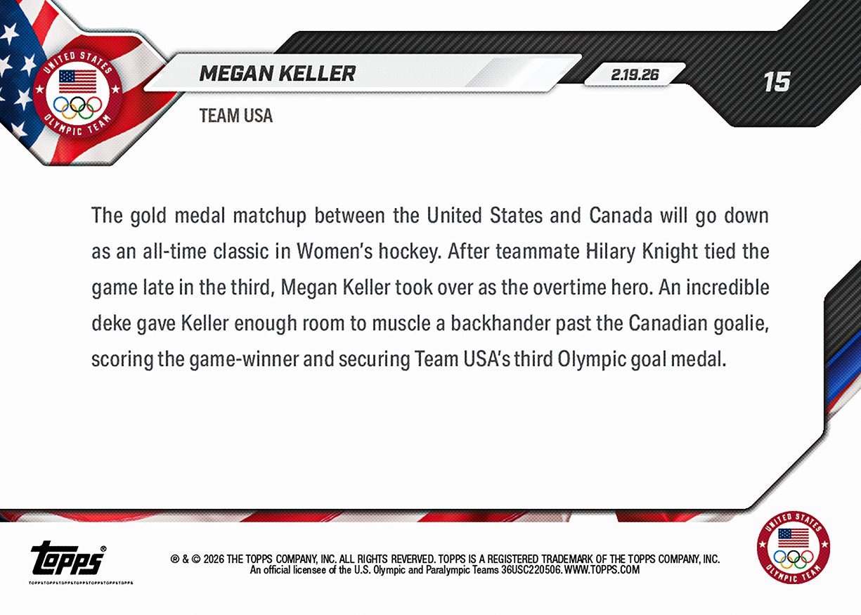 Megan Keller - 2026 Olympics Topps NOW - Card 15 - PR: 5077 - Image 3