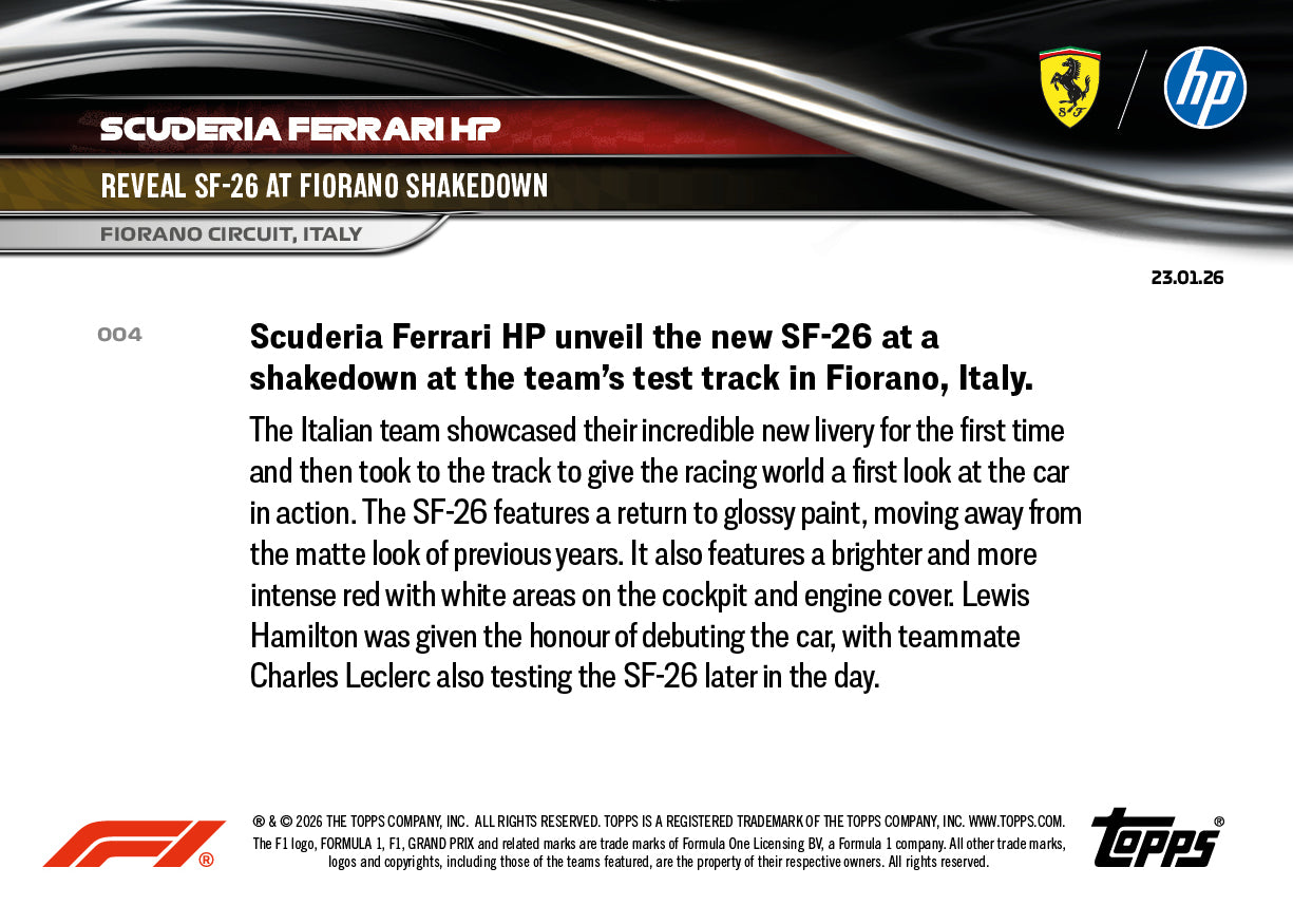 Scuderia Ferrari HP - 2026 Formula 1 Topps NOW - Card 4 - PR: 3226 - Image 7