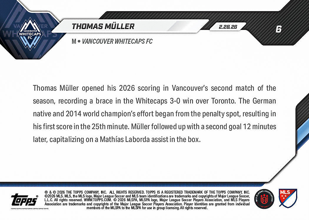 Thomas Müller - 2026 MLS Topps NOW - Card 6 - PR: 424 - Image 2