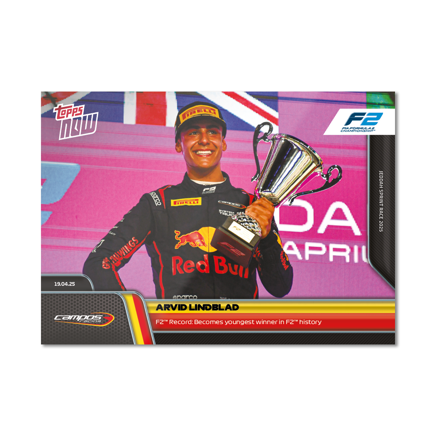 Arvid Lindblad - 2025 Formula 1 Topps NOW - Card 32 - PR: 1075
