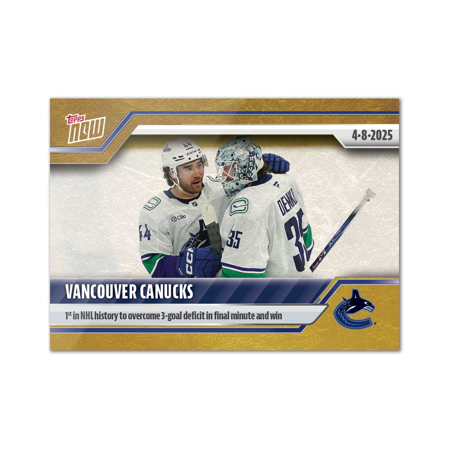 Alternative view of Vancouver Canucks - 2024-25 NHL Topps NOW - Sticker # 155 Pack - PR: 120