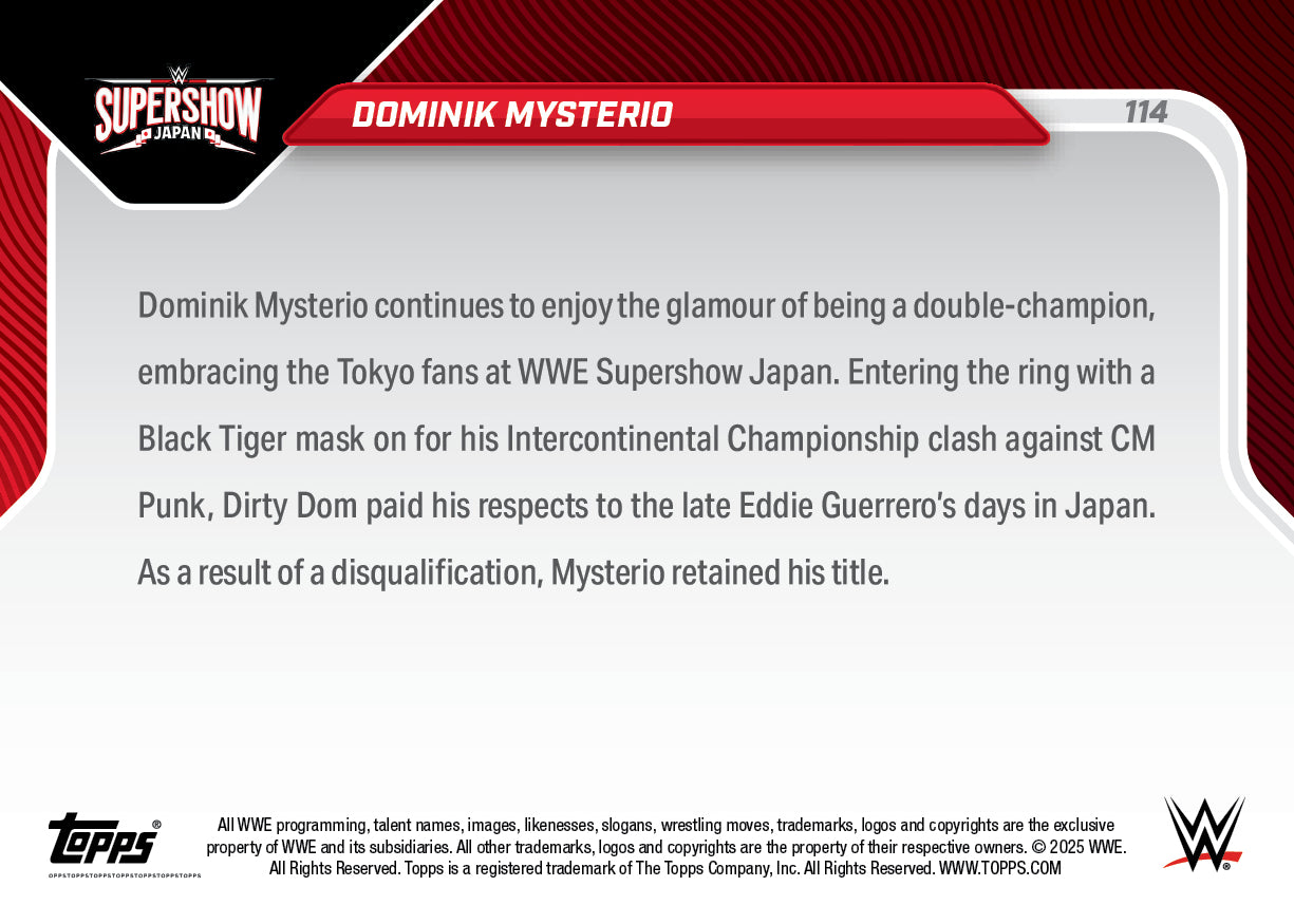 Dominik Mysterio - 2025 WWE Topps NOW - Card 114 - PR: 1134 - Image 3
