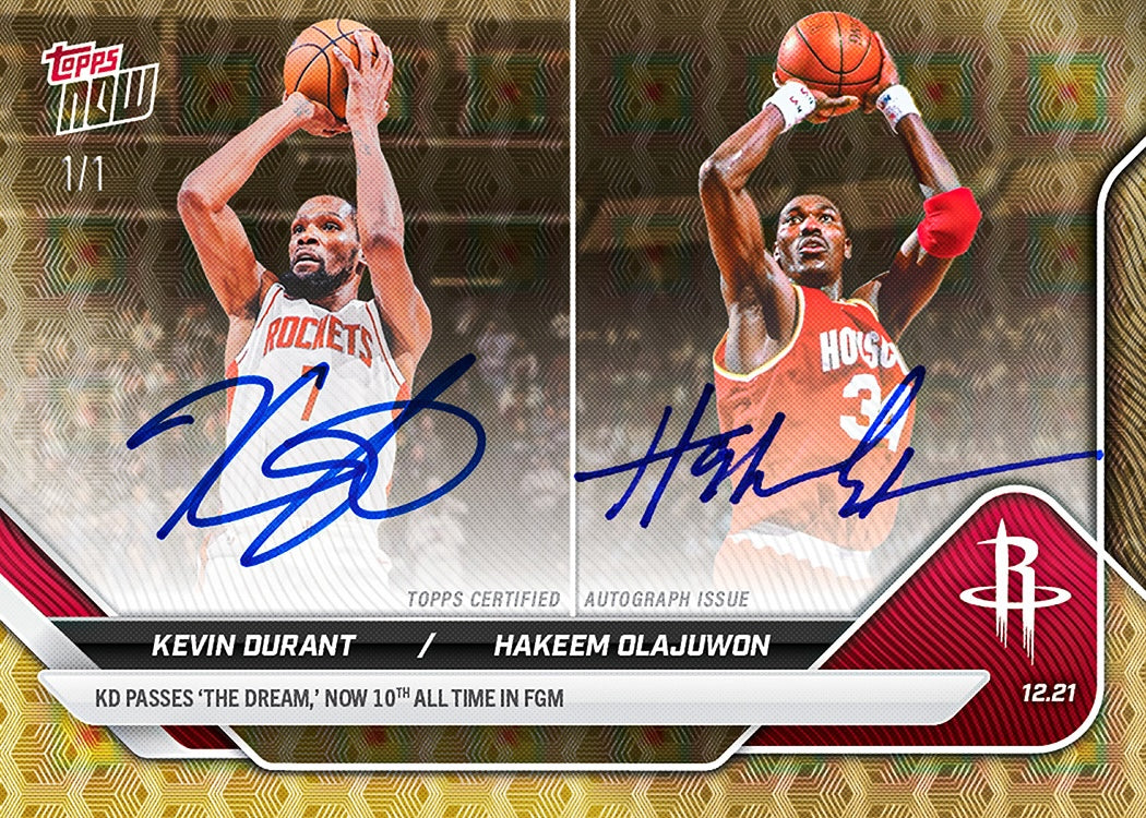 Kevin Durant/Hakeem Olajuwon - 2025-26 NBA Topps NOW - Card 96 - PR: 3882 - Image 3