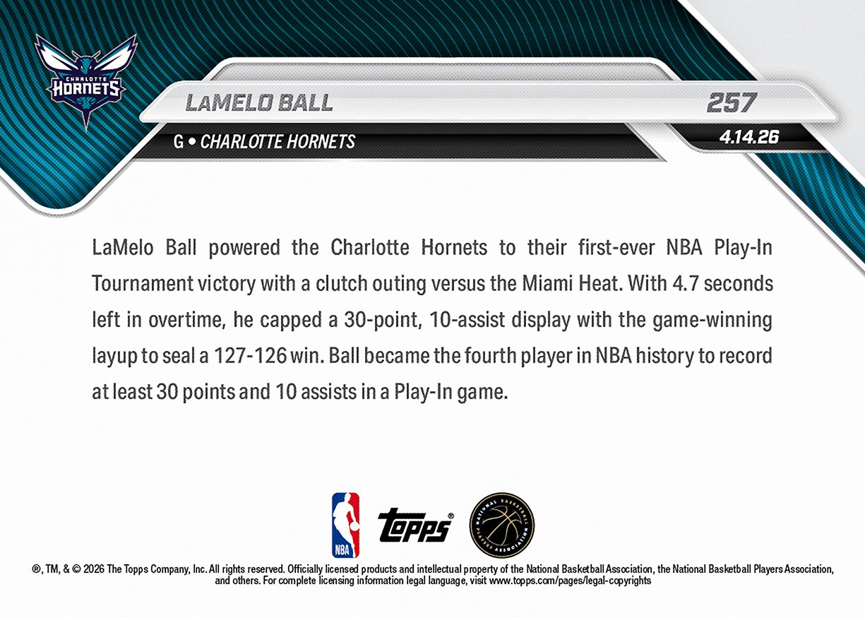 LaMelo Ball - 2025-26 NBA Topps NOW - Card 257 - PR: 2155 - Image 3