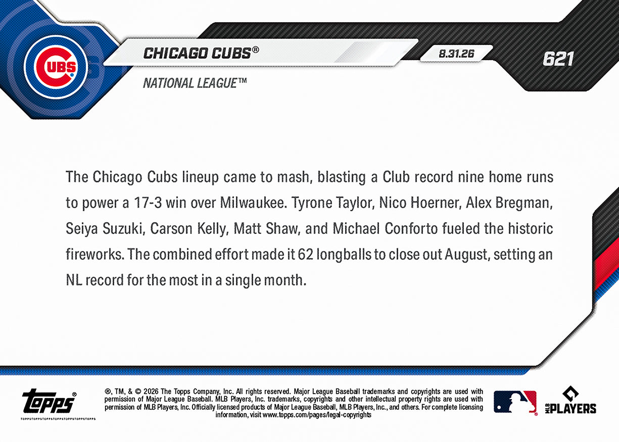 Chicago Cubs - 2026 MLB Topps NOW - Card 621 - PR: 1710 - Image 2