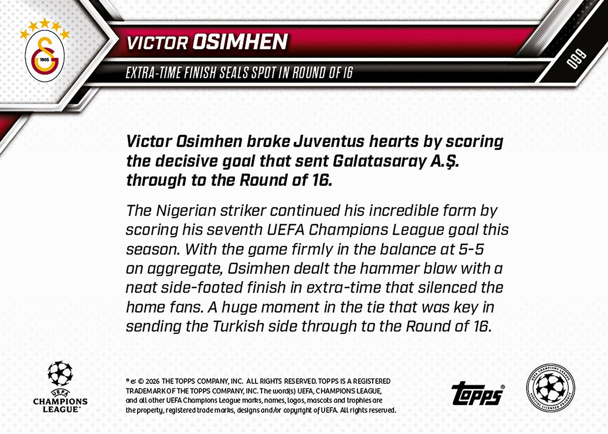Victor Osimhen - 2025-26 UCL Topps NOW - Card 99 - PR: 1203 - Image 7