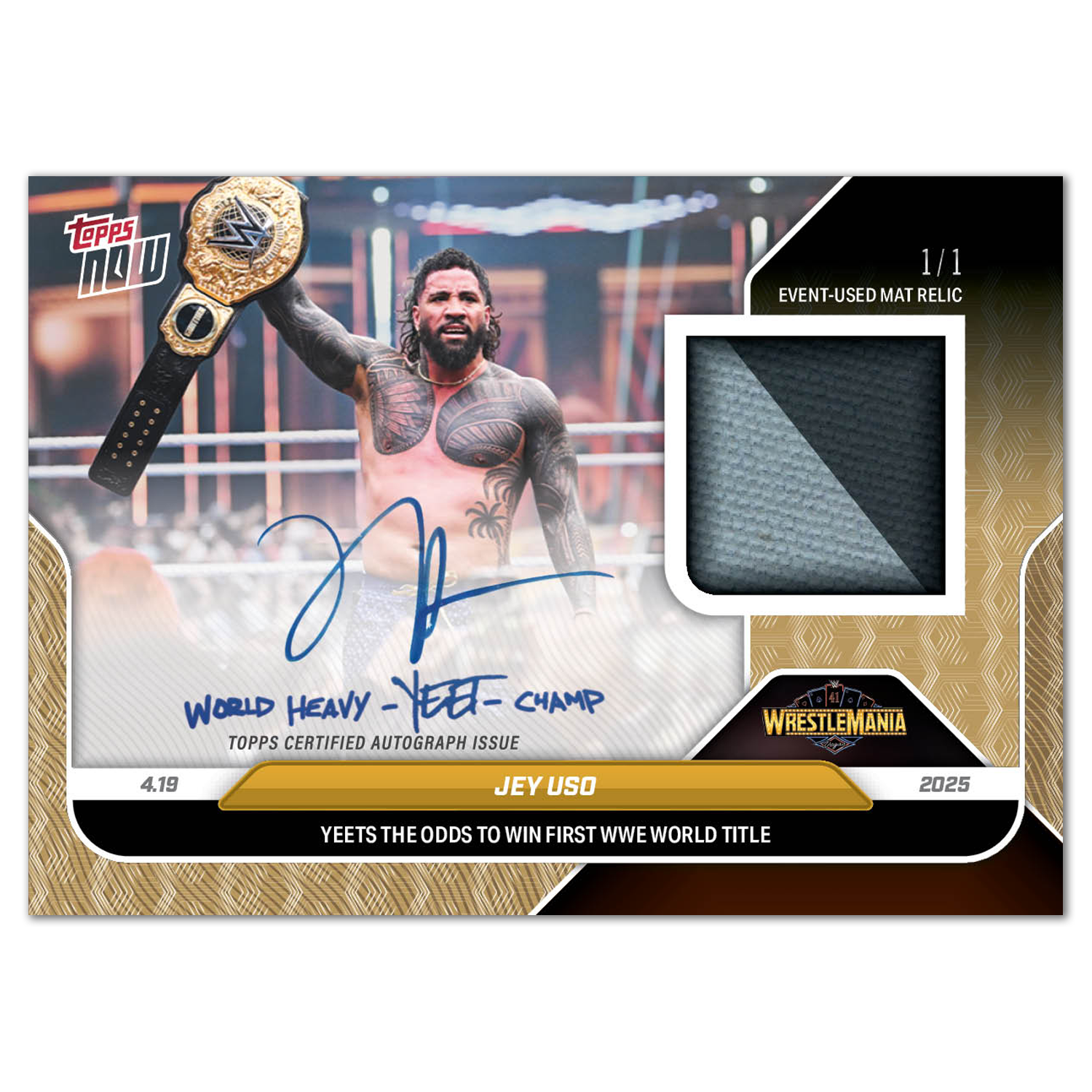 Jey Uso - 2025 WWE Topps NOW - Card 38 - LOOK FOR RELICS AND AUTO-RELICS - PR: 6289 - Image 2