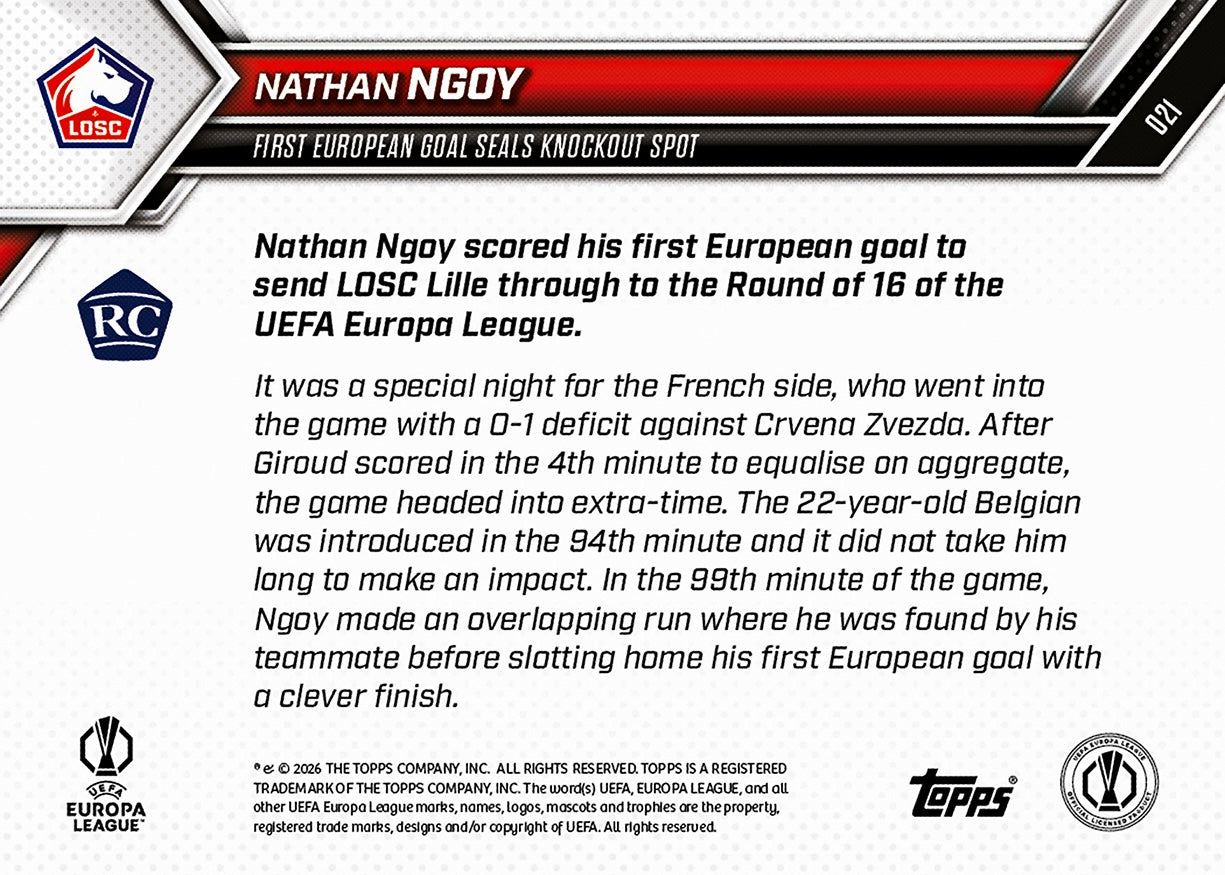 Nathan Ngoy - 2025-26 UEL Topps NOW - Card 21 - PR: 272 - Image 7
