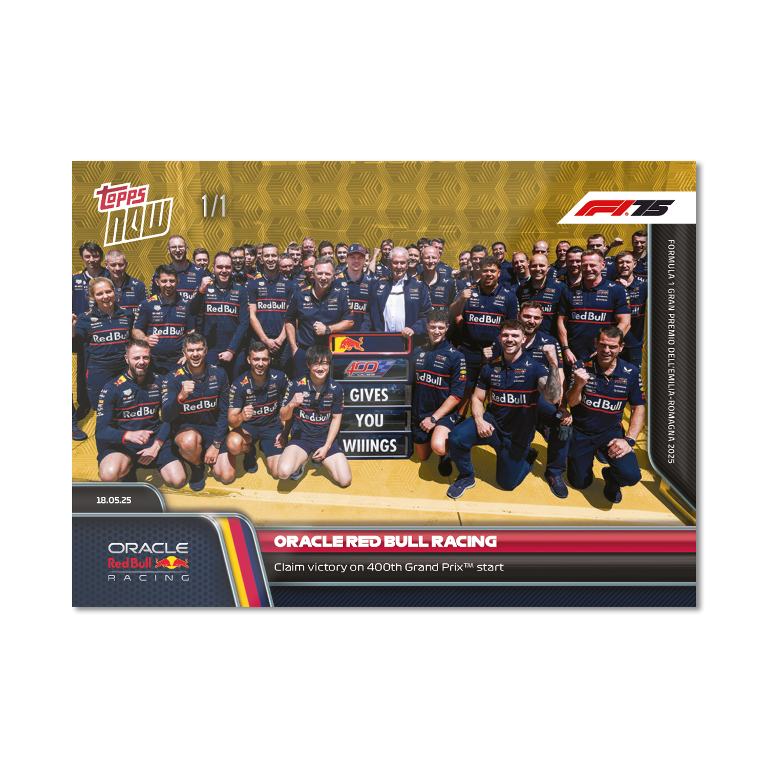 Oracle Red Bull Racing - 2025 Formula 1 Topps NOW - Card 38 - PR: 1070 - Image 3
