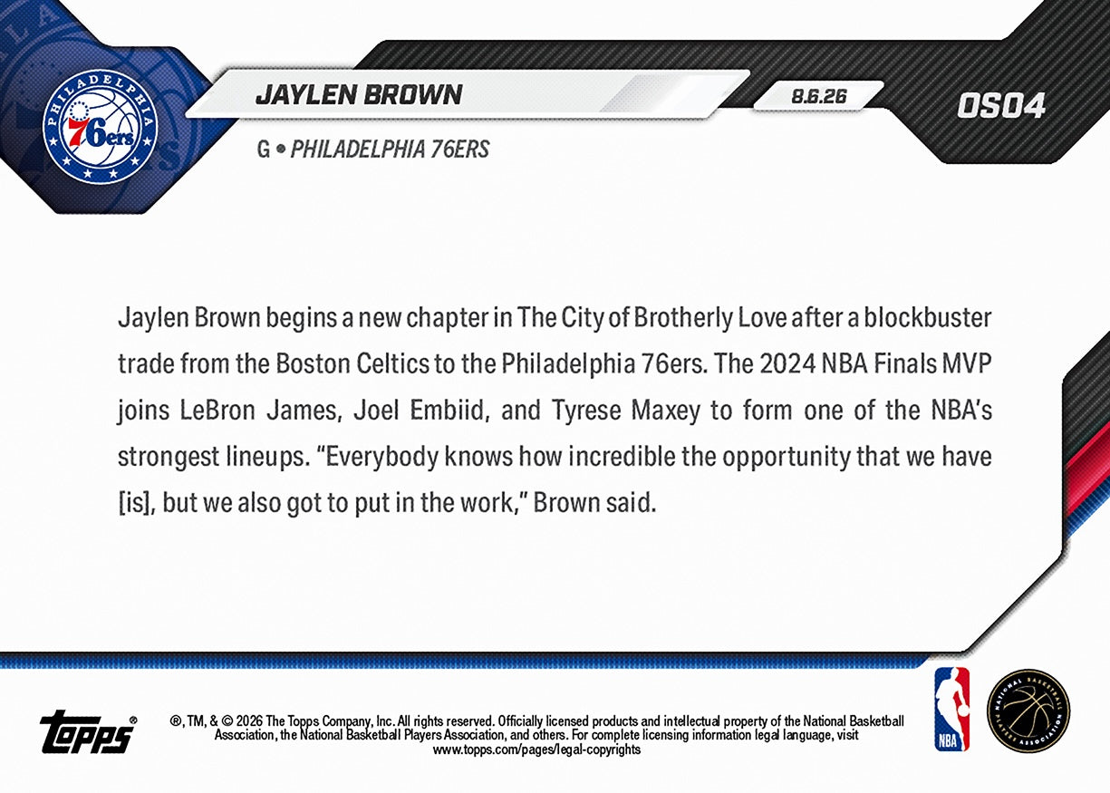 Jaylen Brown - 2026-27 NBA Topps NOW - Card OS04 - PR: 2023 - Image 2