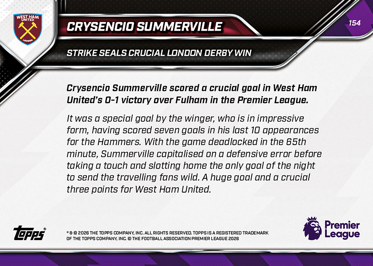 Crysencio Summerville - 2025-26 Premier League Topps NOW - Card 154 - PR: 523 - Image 7