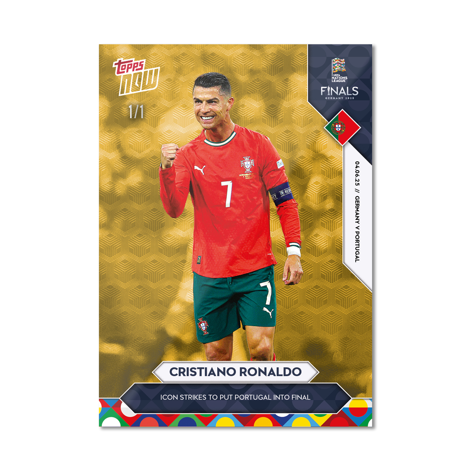Alternative view of Cristiano Ronaldo - 2025 UEFA Nations League Topps NOW - Card 1 - PR: 8040